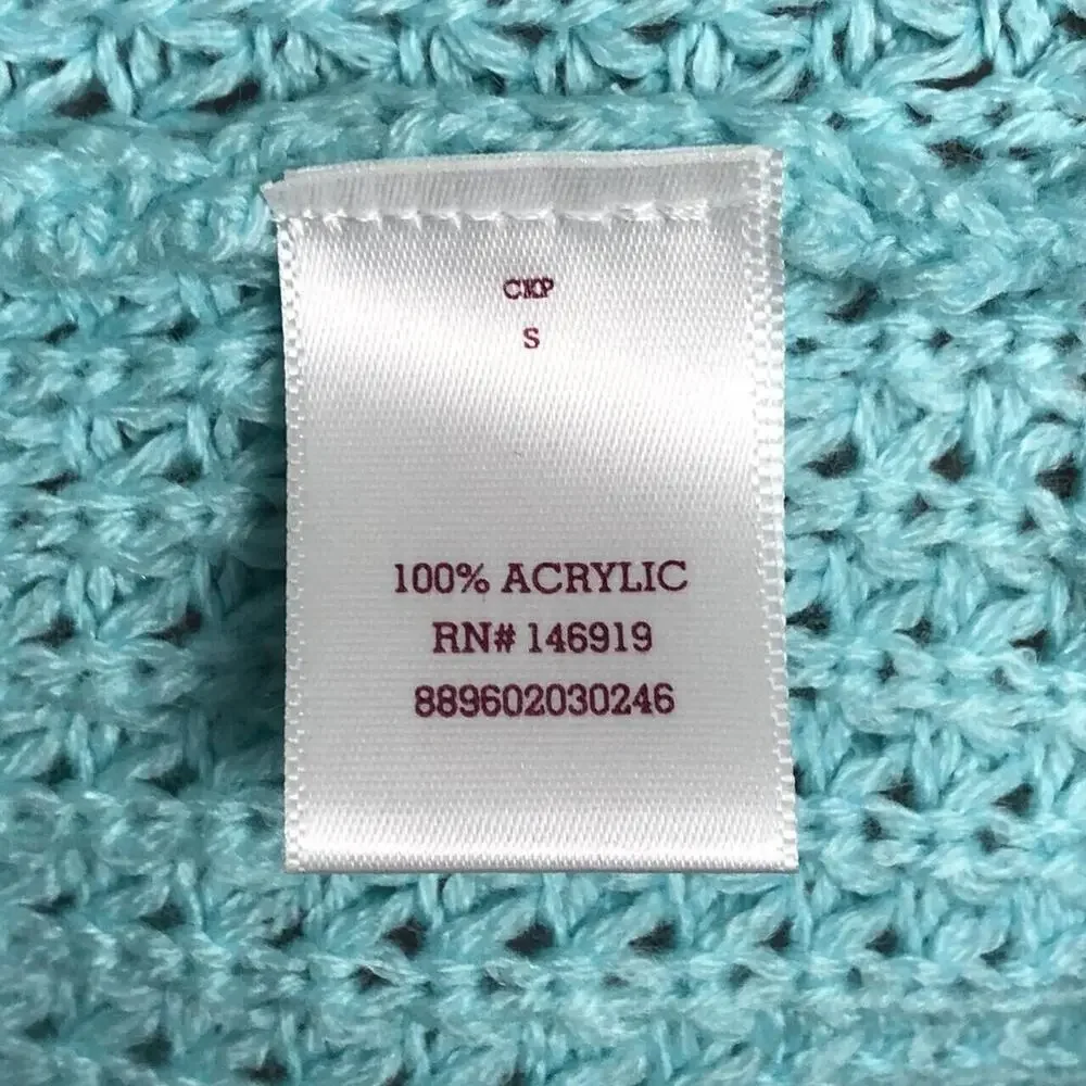 Size Small Light Blue Sweater Waffle Knit Texture Fall School Bright Long Sleeve